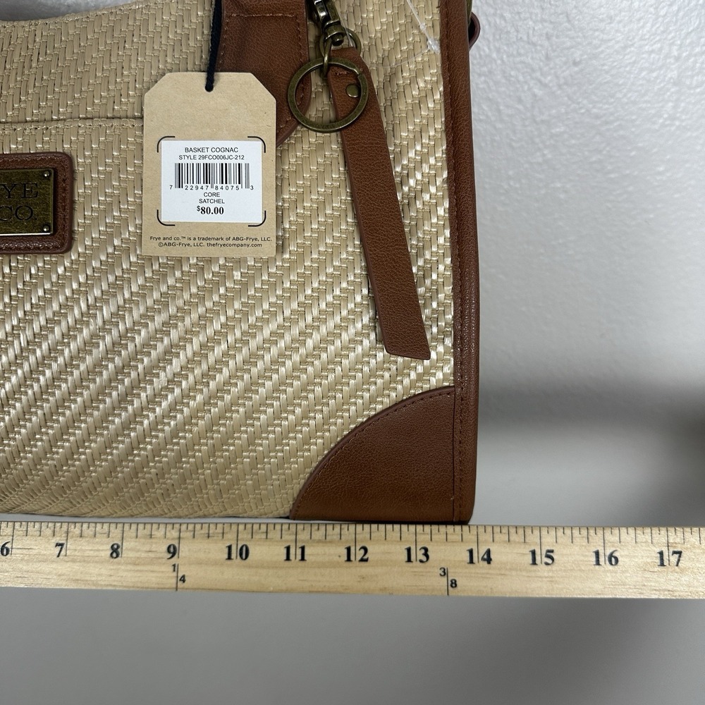 Frye and Co. Basket Cognac Satchel Tote Bag Purse Handle And Strap With Tags - Picture 5 of 11